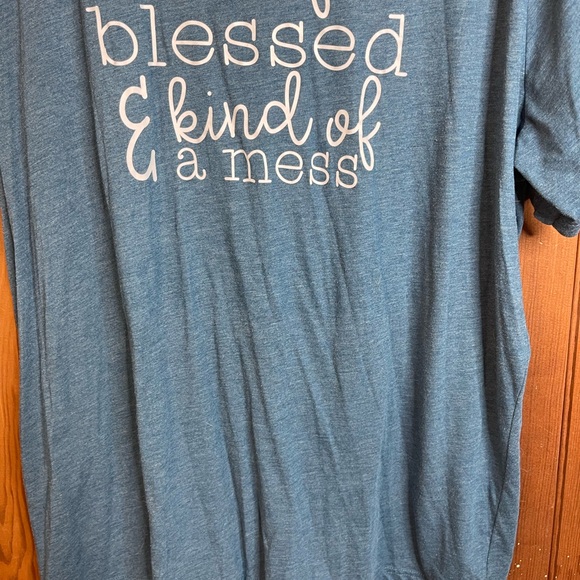Bella Canvas Thankful, Blessed & Kind of a Mess Blue T-Shirt - Picture 3 of 6